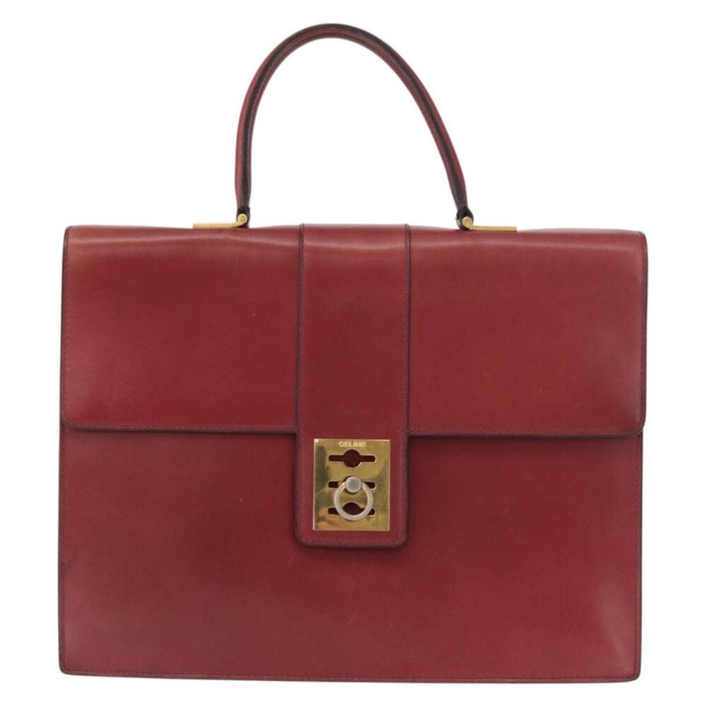 CELINE Hand Bag Leather Red Gold Auth 161005 - Picture 13 of 16